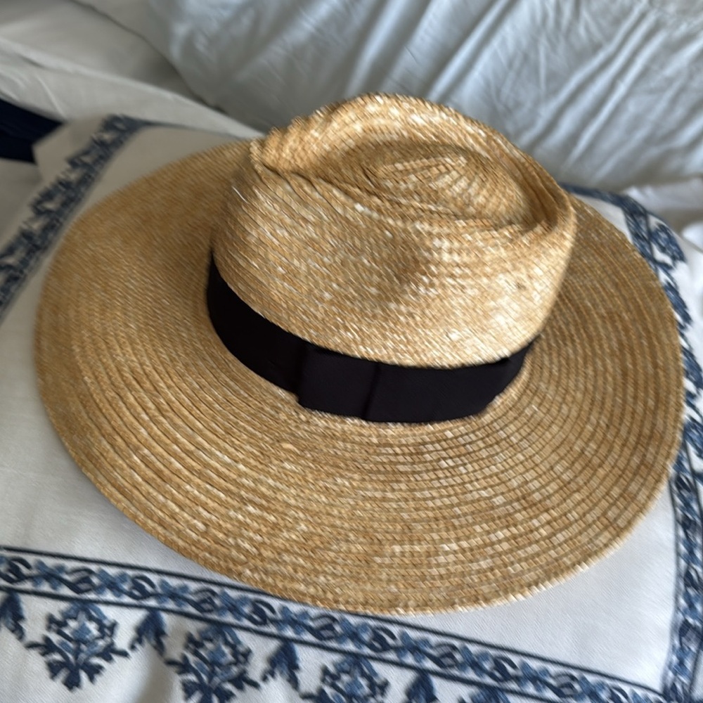 Brixton Natural Straw Boater Hat with Black Band - Picture 7 of 7